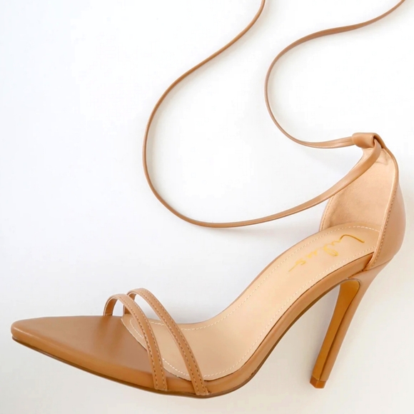 Tan Lace-Up High Heel Sandals - Picture 4 of 9